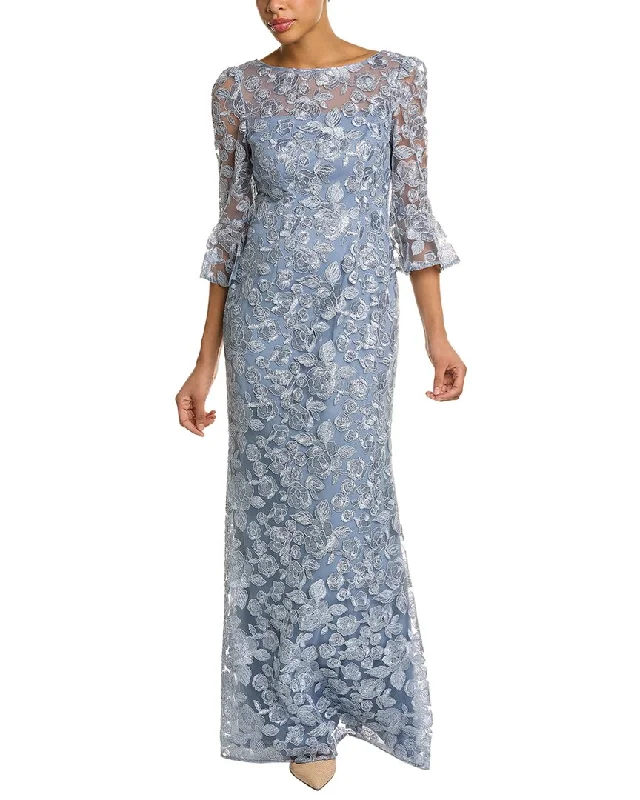 Adrianna Papell Embroidered Maxi Dress