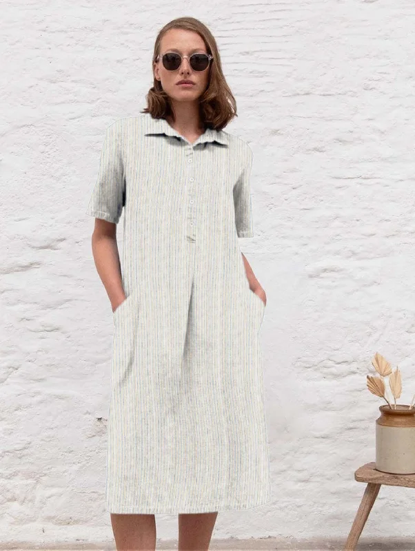 Alexa Cotton Shirt Dress | Stripe