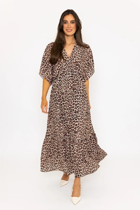 Animal Print Empire Waist Midi Dress