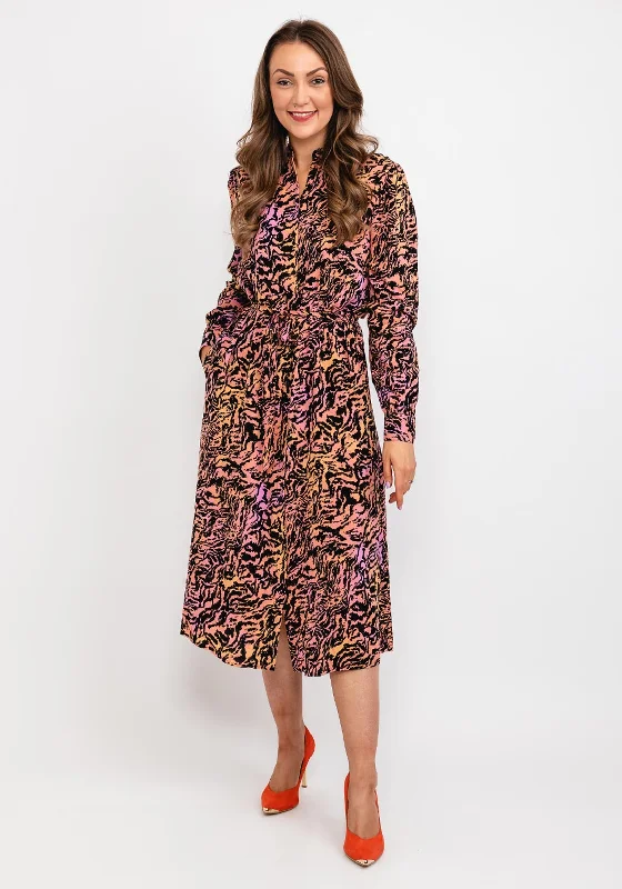 b.young Abstract Animal Print A-Line Shirt Dress, Multi