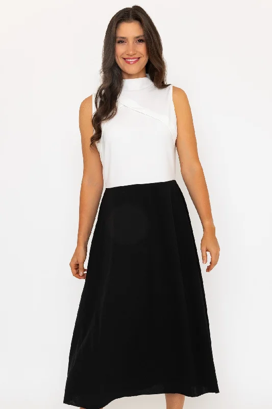 Black & White Two Tone Layla Midi Dress