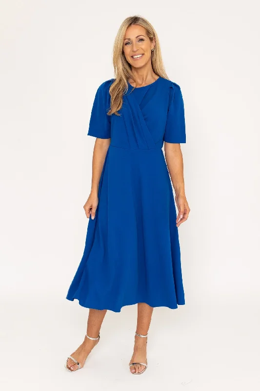 Blue Short Sleeve Kate Midi Dress