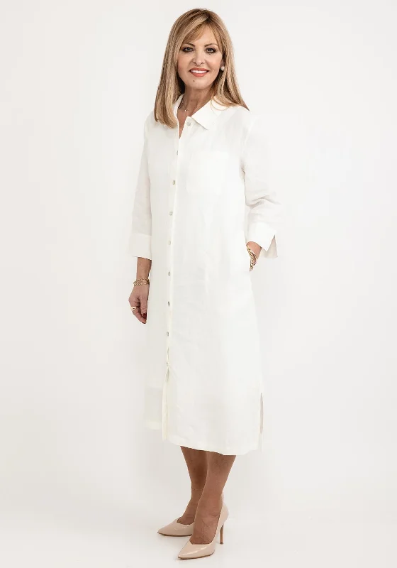 Dolcezza Linen Tunic Shirt Dress, Off White