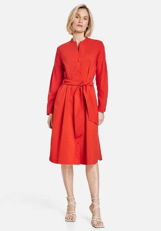 Gerry Weber Notch Neck Midi Shirt Dress, Red