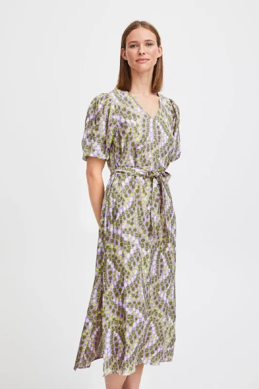 Green Printed Midi Dress