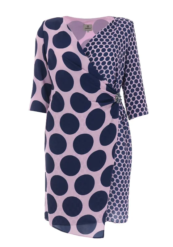 Jomhoy Munich Polka Dot Wrap Dress, Lilac & Navy