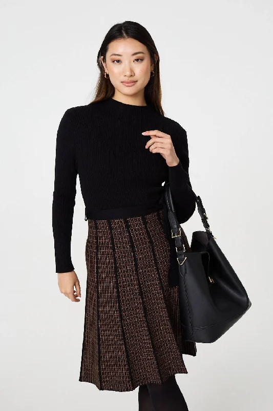 Geo Print Tie Waist Pleated Midi Jumper Dress