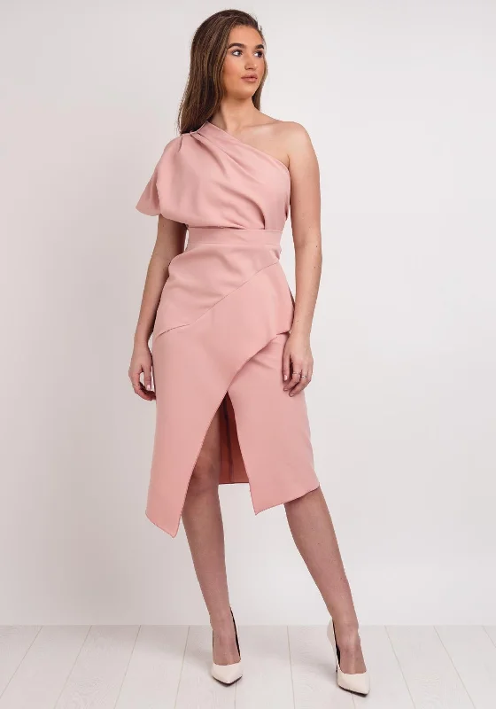 Kevan Jon Tera One Shoulder Wrap Dress, Blush Pink