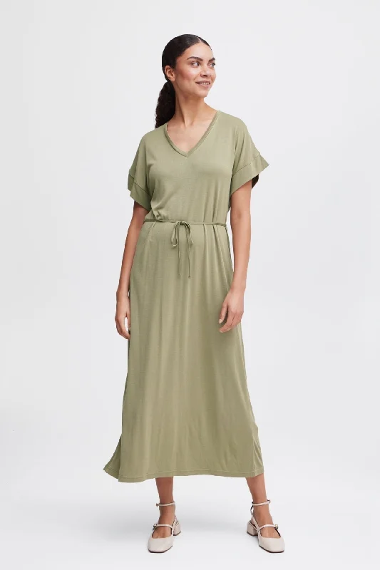 Khaki Green Midi Dress