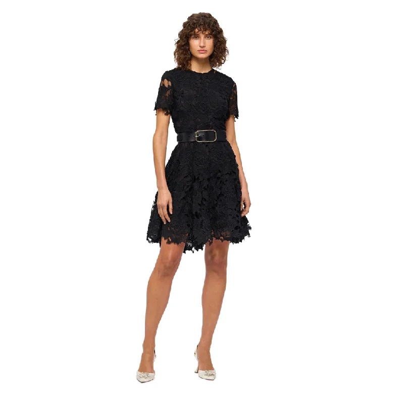 Leo Lin Women's Caroline Lace T-Shirt Mini Ebony Dress