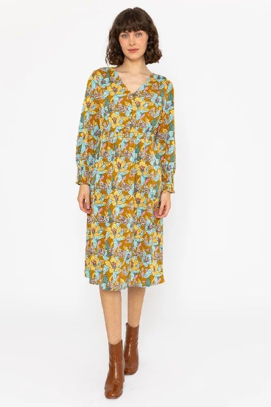 Long Sleeve Multi Floral Brioni Midi Dress