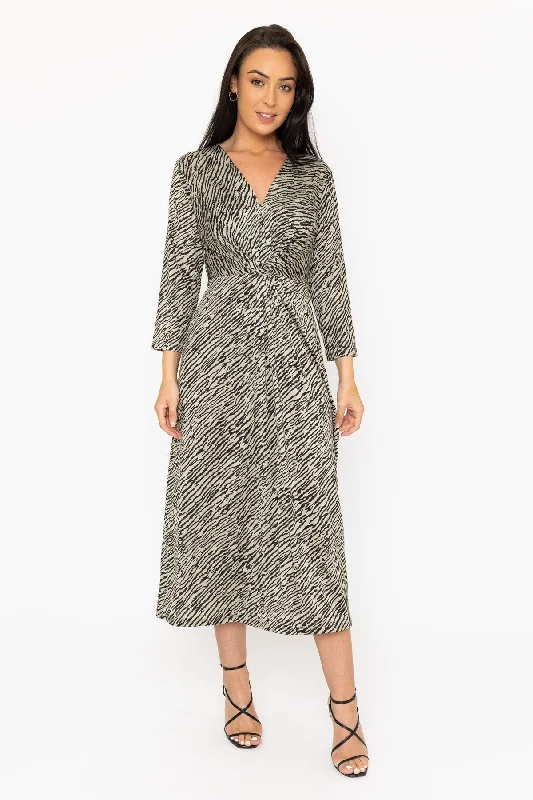 Louisa Khaki Midi Dress