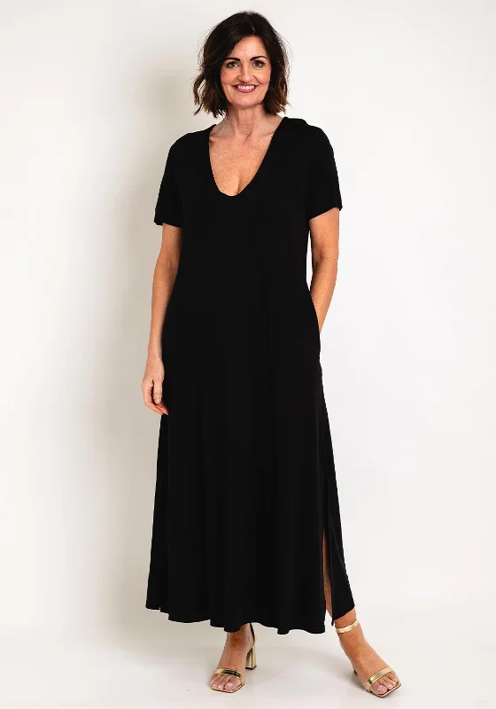 Natalia Collection One Size Jersey Maxi Dress, Black