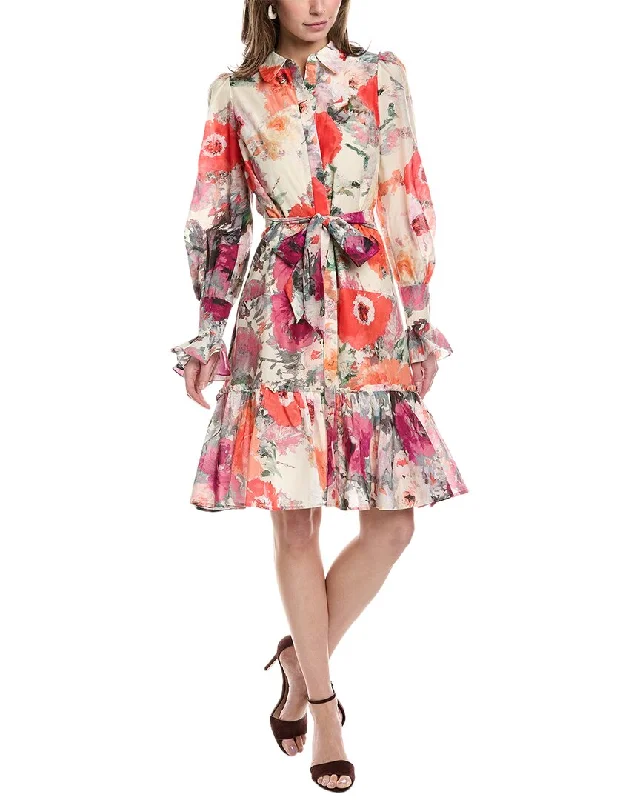 Marchesa Notte Altheda Silk-Blend Shirtdress