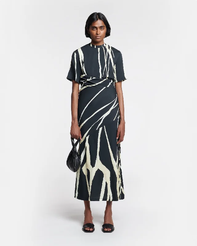 Brantley - Printed Georgette Midi Dress - Light Fringe