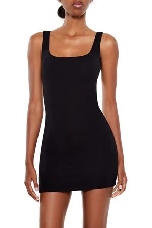 Petite Square Neck Mini Black Dress