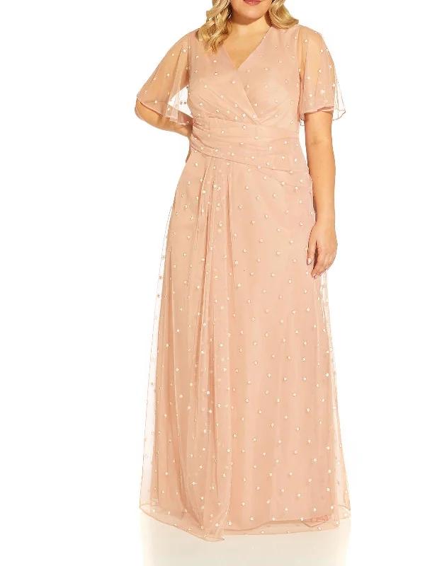 Plus Womens Glitter Maxi Evening Dress