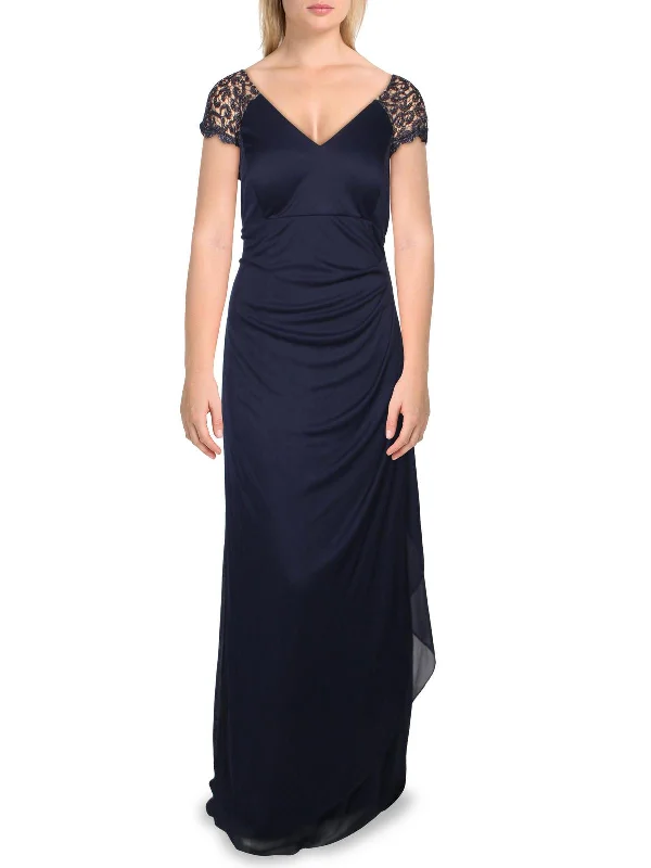 Plus Womens Ruched Full Length Evening Dress