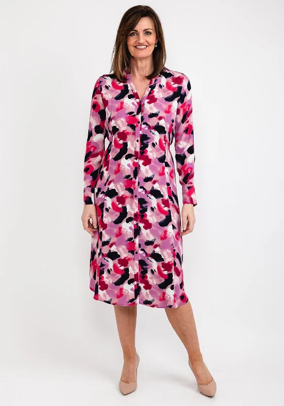 Sandwich Leopard Print Shirt Dress, Pink Multi