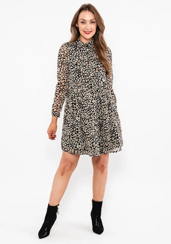 Seventy1 Leopard Print Mini Shirt Dress, Black Multi