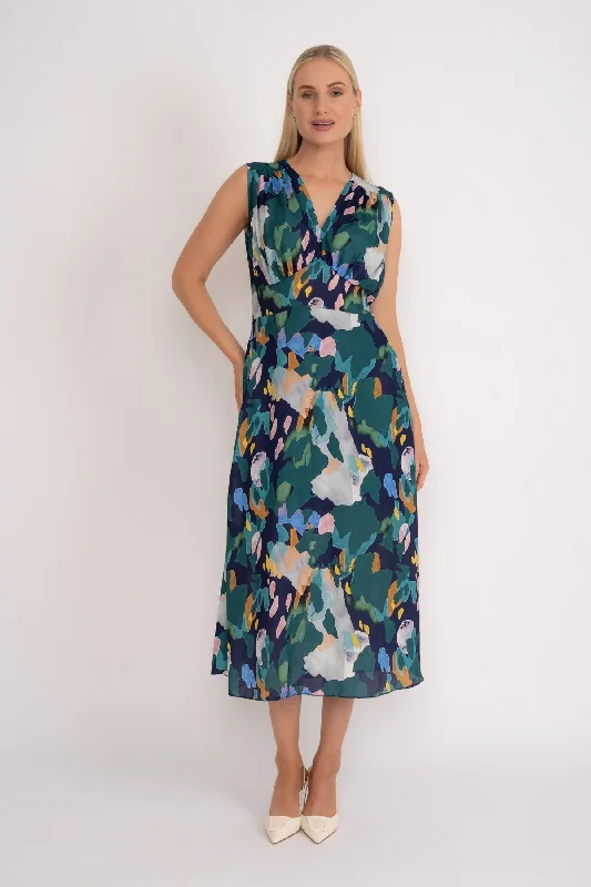 Sleeveless Cliodhna Midi Dress in Navy Print