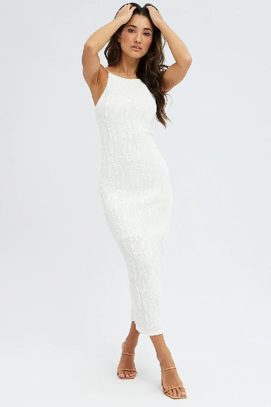 White Maxi Dress Sleeveless Bodycon