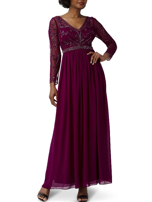 Womens Beaded Maxi Evening Dress