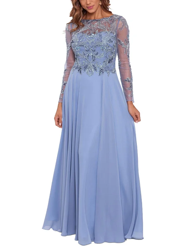 Womens Beaded Maxi Evening Dress