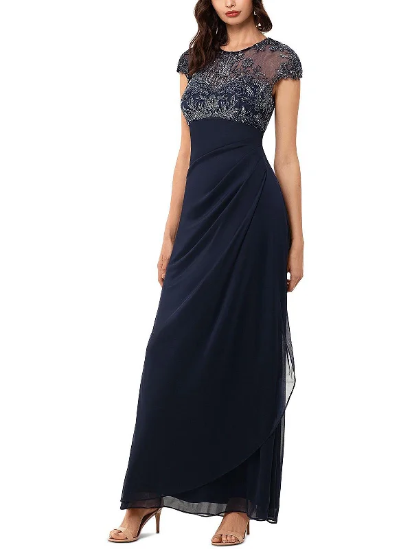 Womens Beaded Maxi Evening Dress