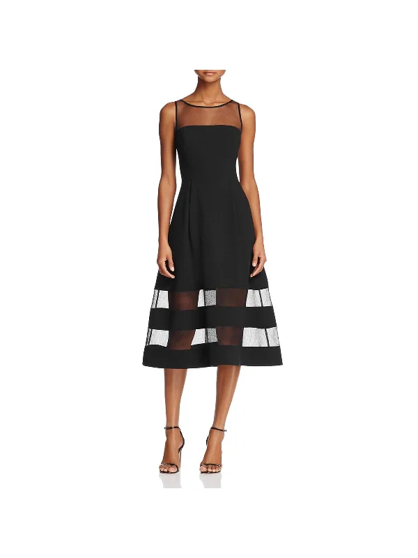 Womens Crepe Mesh Cocktail Dress