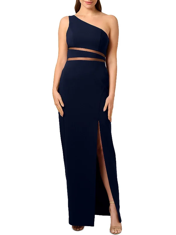 Womens Crepe Side Slit Evening Dress