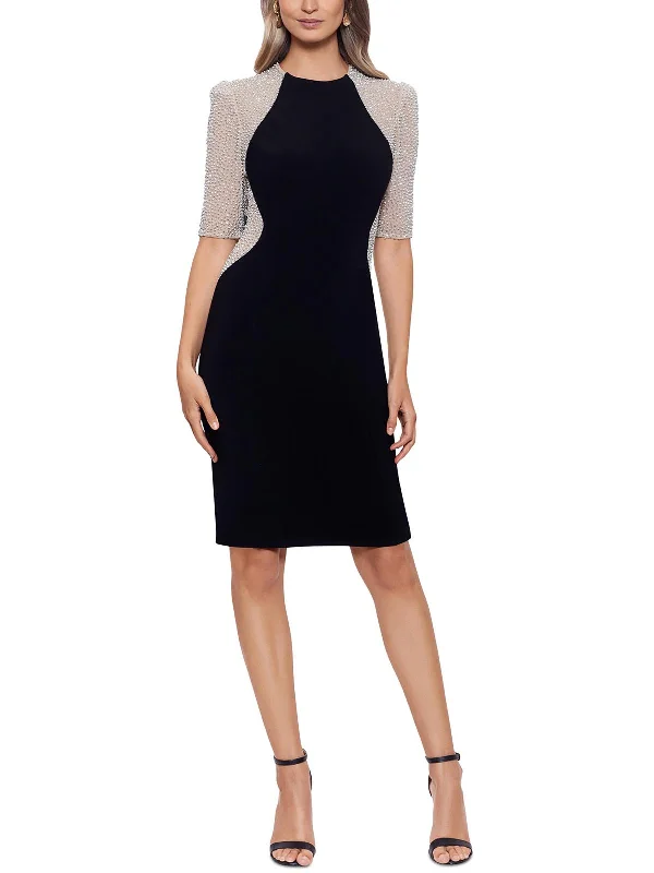 Womens Embellished Knee Length Sheath Dress