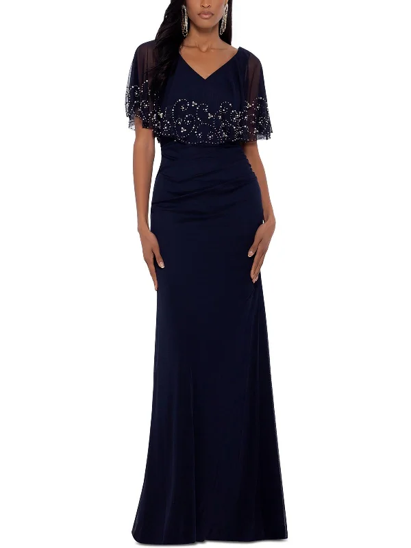 Womens Embellished Maxi Evening Dress