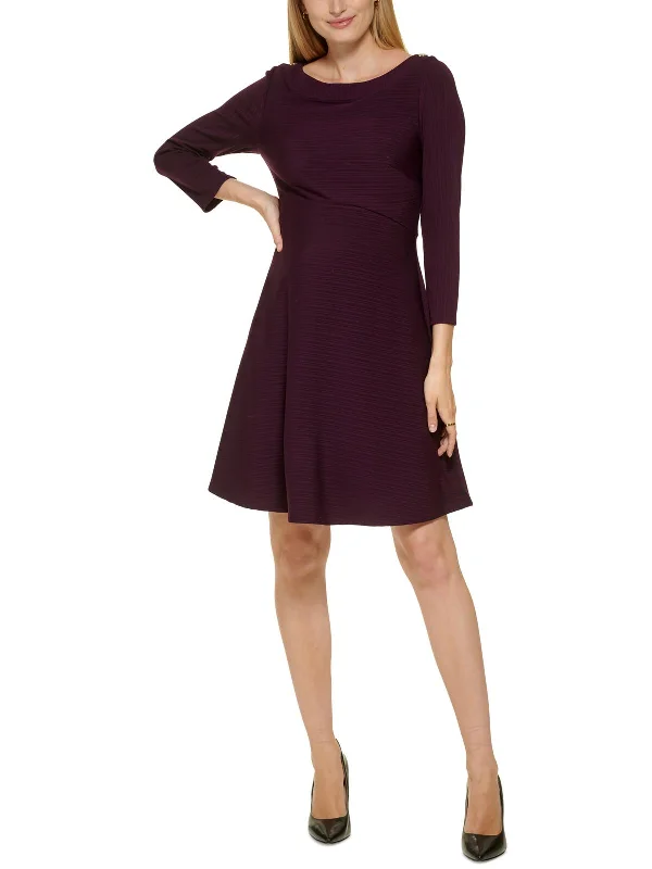 Womens Ribbed Knee Fit & Flare Dress