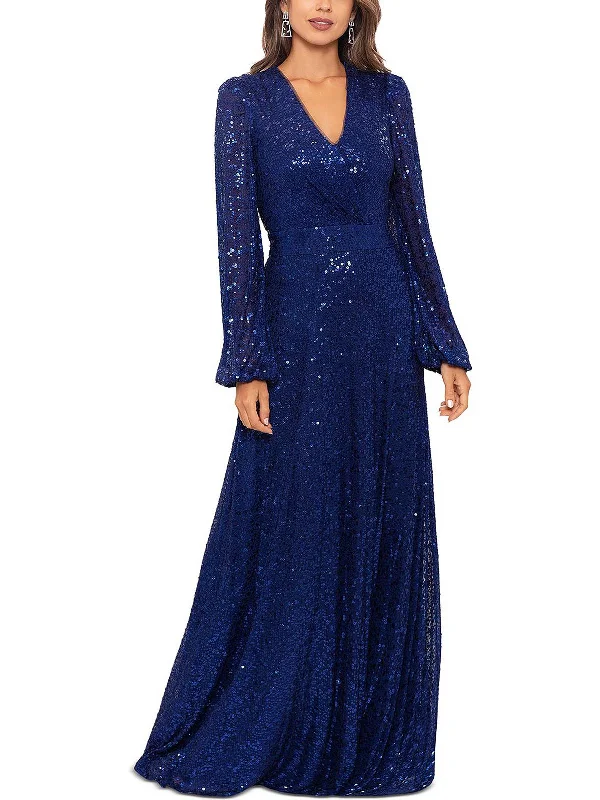 Womens Sequined Maxi Evening Dress