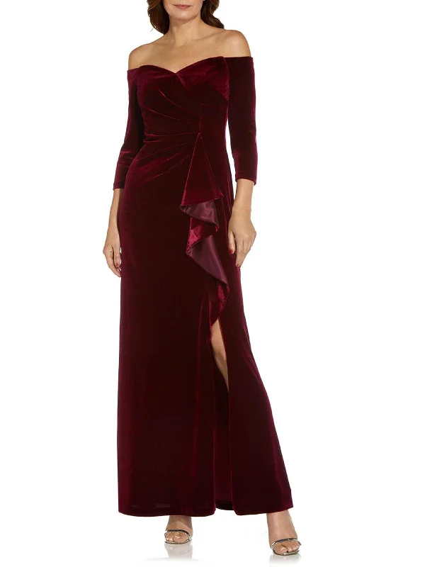 Womens Velvet Long Evening Dress