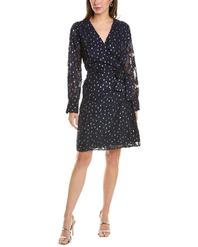 Anne Klein Chiffon Jacquard Faux Wrap Dress