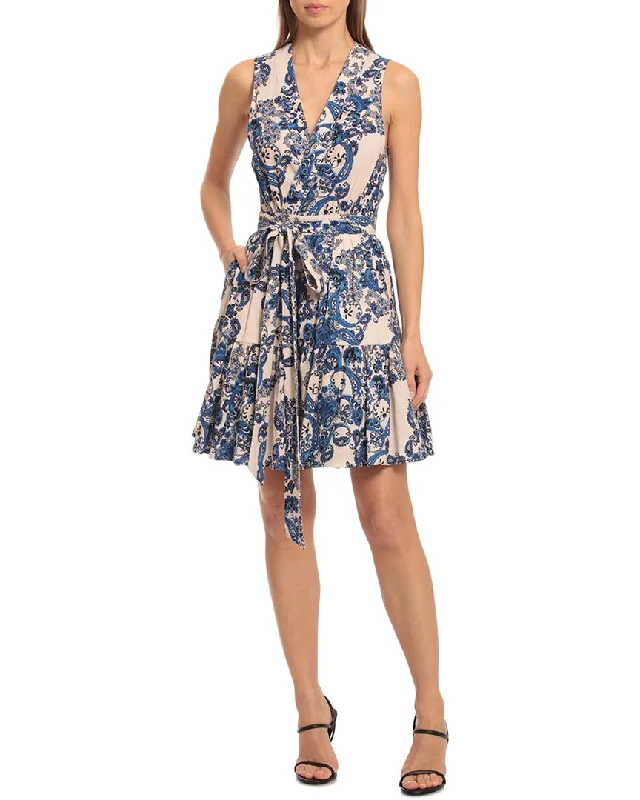 Avec Les Filles Paisley Tiered Mini Wrap Dress