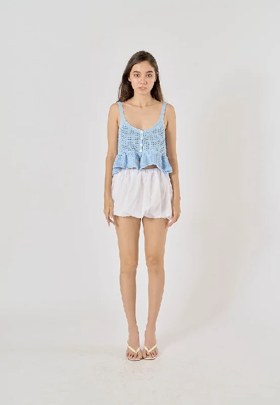 (PRE-ORDER: ETA November 10 )  Avisa White Elastic Waist Baloon Mini Skirt
