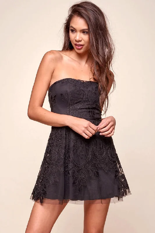 Diaz Glam Embroidered Fit and Flare Dress Black