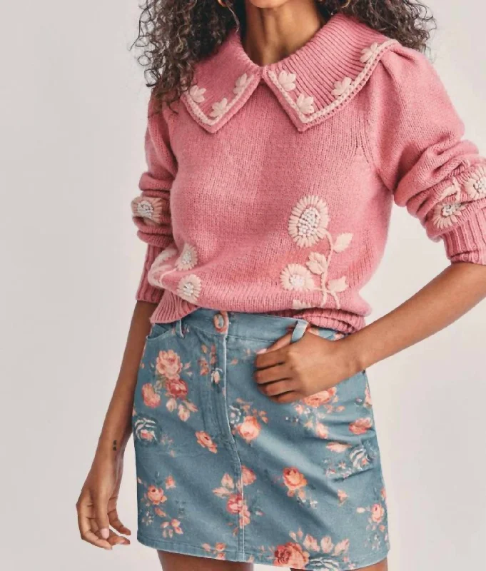 Hollywood Corduroy Mini Skirt In Faded Denim
