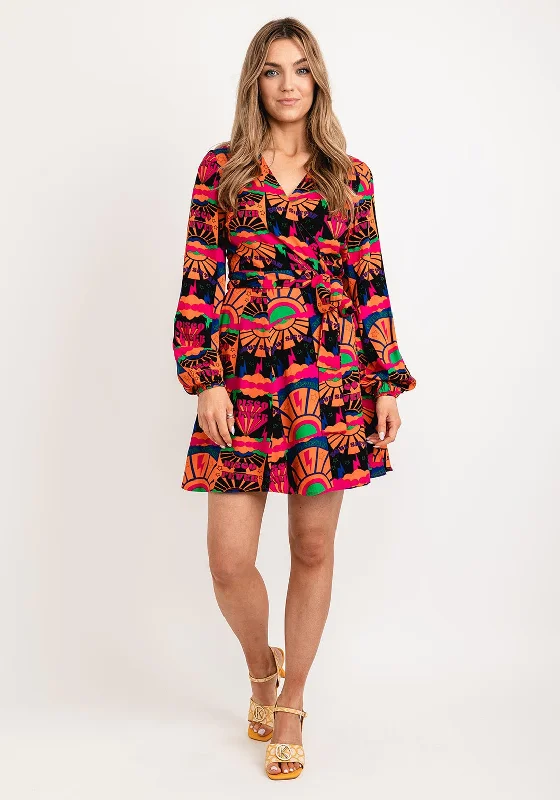 Never Fully Dressed Printed Mini Wrap Dress, Multi