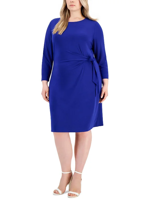 Plus Womens Faux Wrap Side Tie Wrap Dress