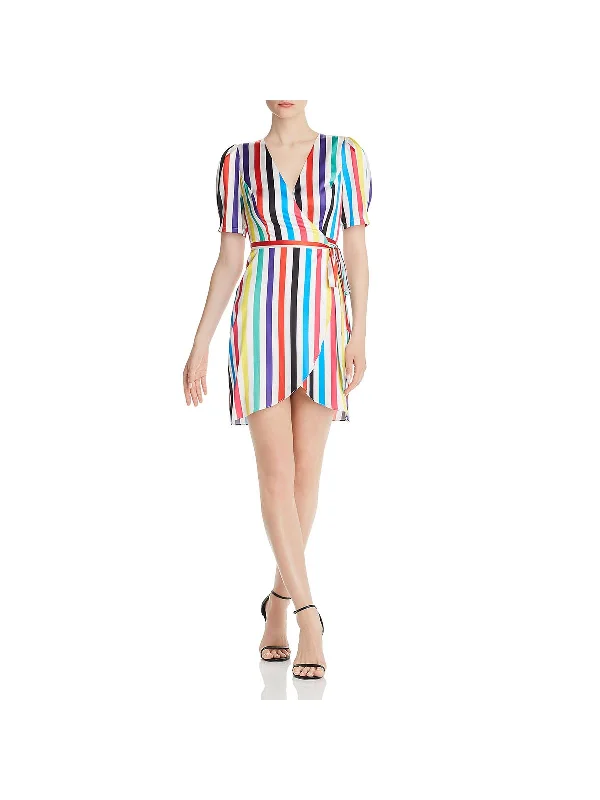 Rainbow Womens Striped Casual Wrap Dress