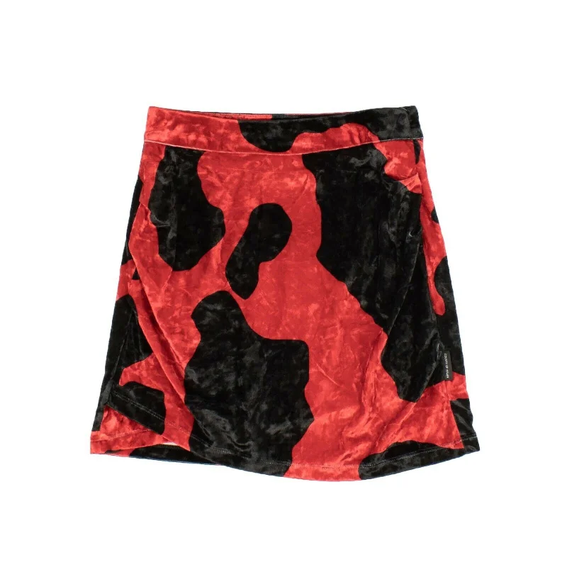 Red And Black Velvet Ladybug Mini Skirt