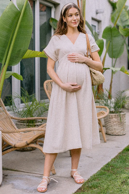 Waist Tie Maternity/Nursing Wrap Dress