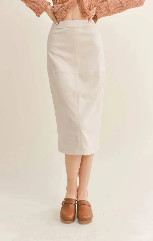 The Gallery Suede Mini Skirt In Bone