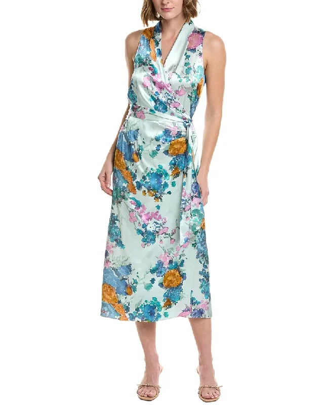 Vince Painted Bouquet Draped Wrap Dress