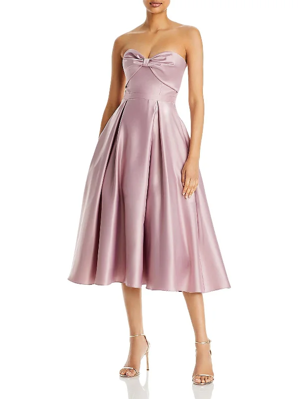 Womens Bow Polyester Fit & Flare Dress