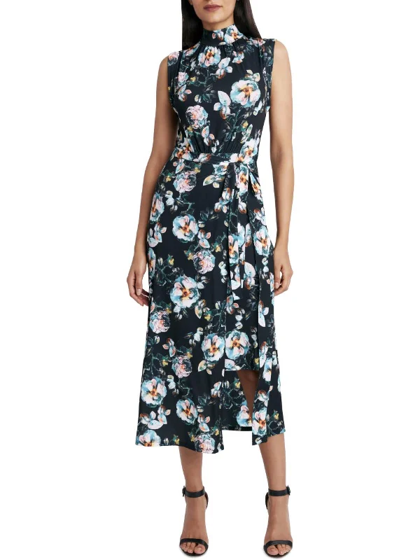 Womens Floral Knee Wrap Dress